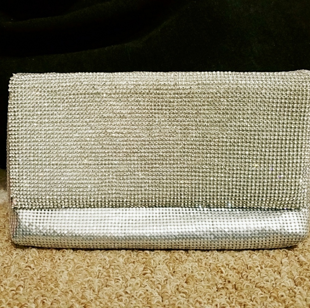 Silver clutch bag